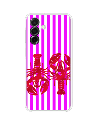 Etui do Samsung Galaxy A26 5G przeźroczyste, silikonowe Flexi, kraby z różowymi paskami