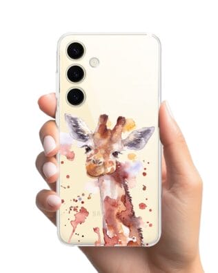 Etui do Samsung Galaxy S24 przeźroczyste, silikonowe Flexi, Akwarelowe Zoo, Żyrafa