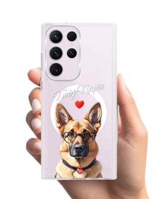 Etui do Samsung Galaxy S23 Ultra z MagSafe przeźroczyste, silikonowe Flexi, Puppy Love, pies rasy Owczarek Niemiecki