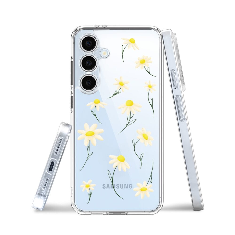 Etui do Samsung Galaxy S24 FE przeźroczyste, silikonowe Flexi, stokrotki - obrazek 3