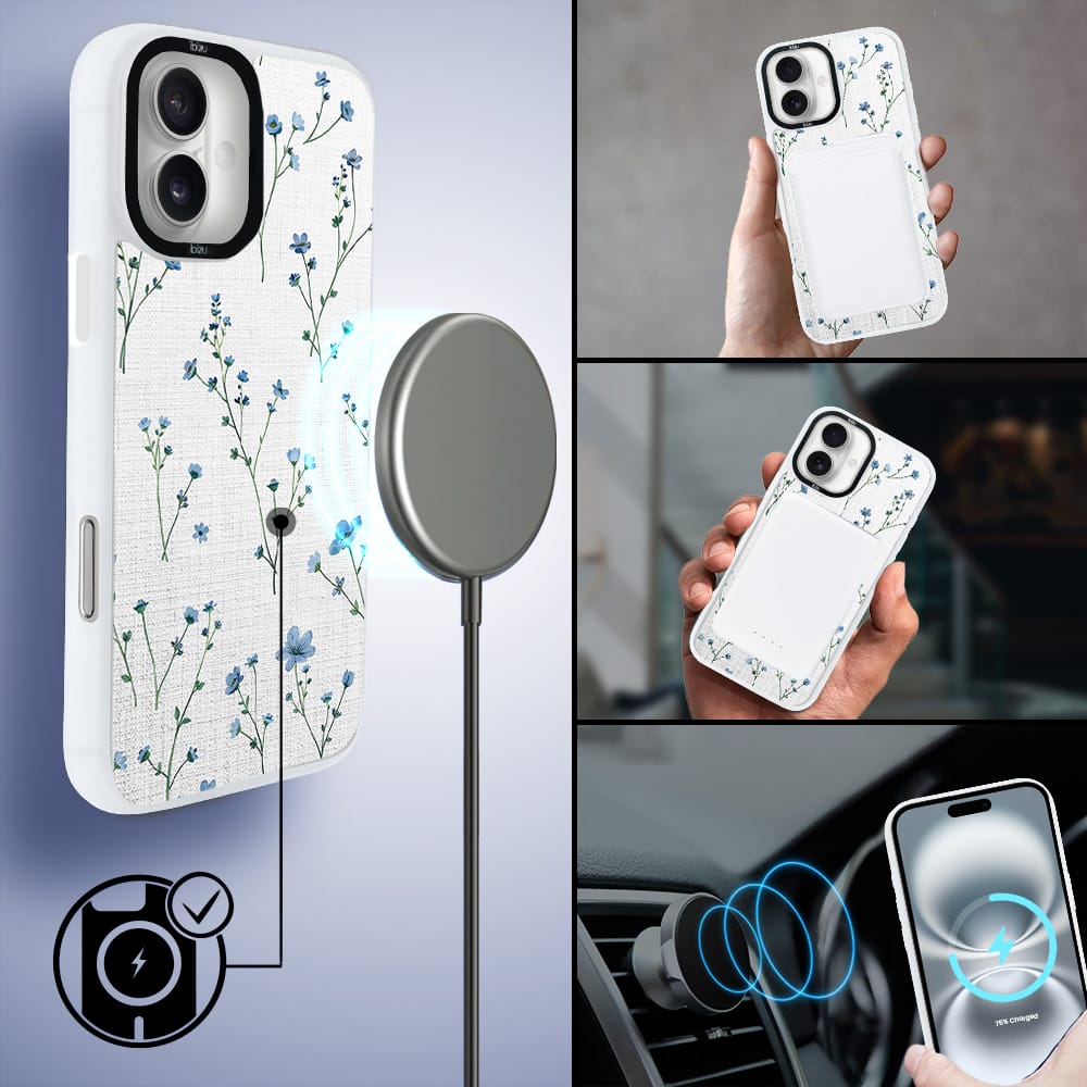 Etui do iPhone 16 IBIZU DropGuard Matt z MagSafe, Pastel Bloom, Niebieski sen - obrazek 8