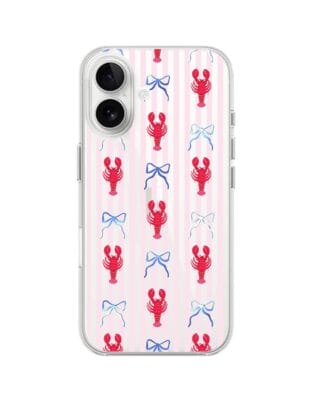 Etui do iPhone 16 przeźroczyste, silikonowe Flexi, krab i kokardki