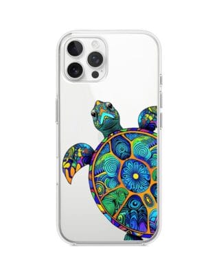 Etui do iPhone 12 Pro przeźroczyste, silikonowe Flexi, Dzika Mandala, Żółw