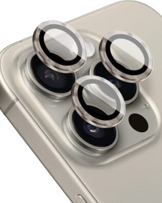 Metalowa osłona obiektywu aparatu ze szkła hartowanego 9H do iPhone 15 Pro Max, 1 zestaw, tytanowa