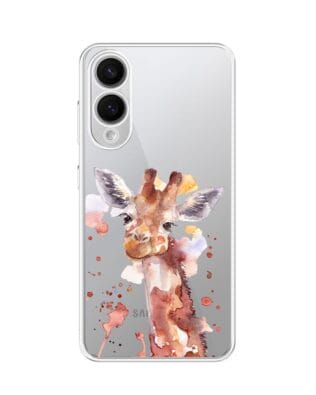 Etui do Samsung Galaxy S25 Edge przeźroczyste, silikonowe Flexi, Akwarelowe Zoo, Żyrafa