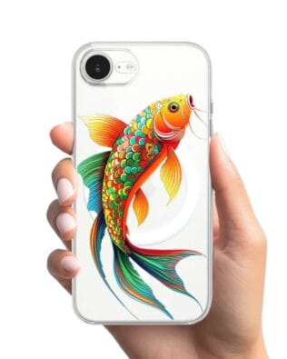 Etui do iPhone 16e z MagSafe przeźroczyste, silikonowe Flexi, Dzika Mandala, Złota ryba