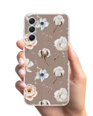 Etui do Samsung Galaxy A34 5G przeźroczyste, silikonowe Flexi, akwarelowe kwiatki