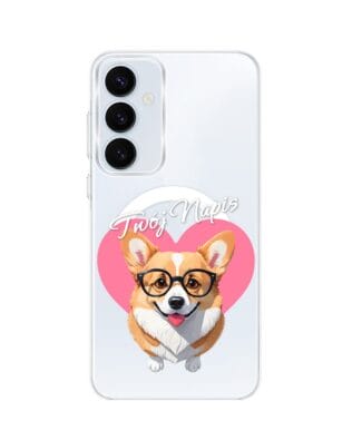 Etui do Samsung Galaxy A35 5G z MagSafe przeźroczyste, silikonowe Flexi, Puppy Love, pies rasy Corgi