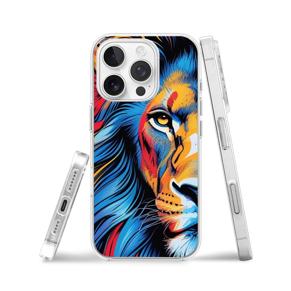 Etui do iPhone 16 Pro przeźroczyste, silikonowe Flexi, Dzika Mandala, Lwie spojrzenie - obrazek 3