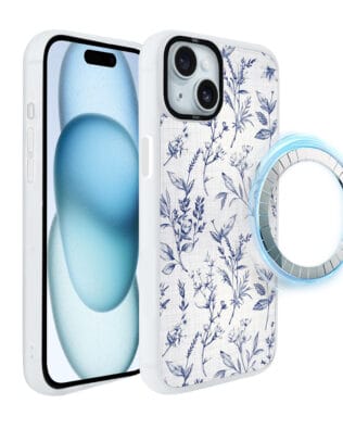 Etui do iPhone 15 Plus IBIZU DropGuard Matt z MagSafe, Pastel Bloom, Lazurowe szepty