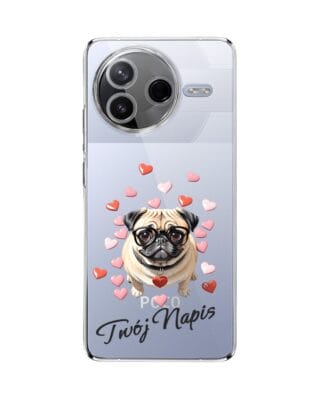 Etui do Xiaomi POCO F7 Pro przeźroczyste, silikonowe Flexi, Puppy Love, pies rasy Mops