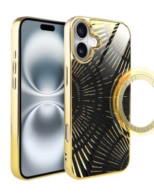 Etui do iPhone 16 Plus IBIZU Elite Glass z MagSafe Mistyczne wzory, Boski promień czarne, złote