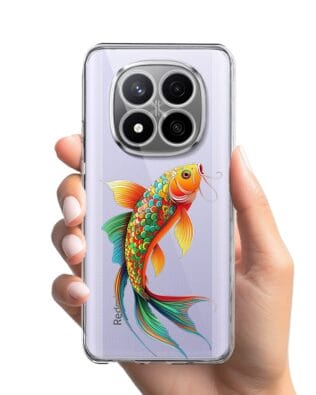Etui do Xiaomi Redmi Note 14 Pro 4G przeźroczyste, silikonowe Flexi, Dzika Mandala, Złota ryba