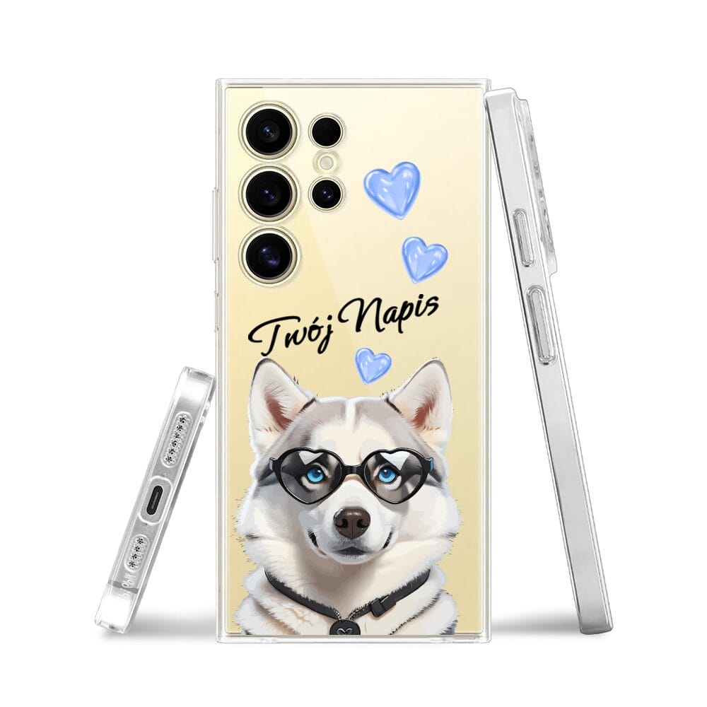Etui do Samsung Galaxy S24 Ultra przeźroczyste, silikonowe Flexi, Puppy Love, pies rasy Husky - obrazek 3