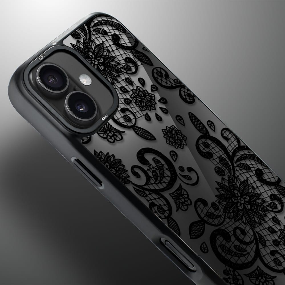 Etui do iPhone 16 IBIZU DropGuard Matt z MagSafe, Midnight, Koronkowa czerń - obrazek 4