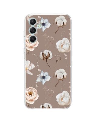 Etui do Samsung Galaxy A34 5G przeźroczyste, silikonowe Flexi, akwarelowe kwiatki