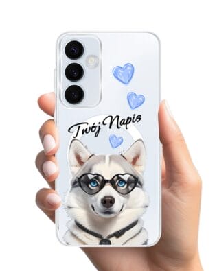 Etui do Samsung Galaxy A35 5G z MagSafe przeźroczyste, silikonowe Flexi, Puppy Love, pies rasy Husky
