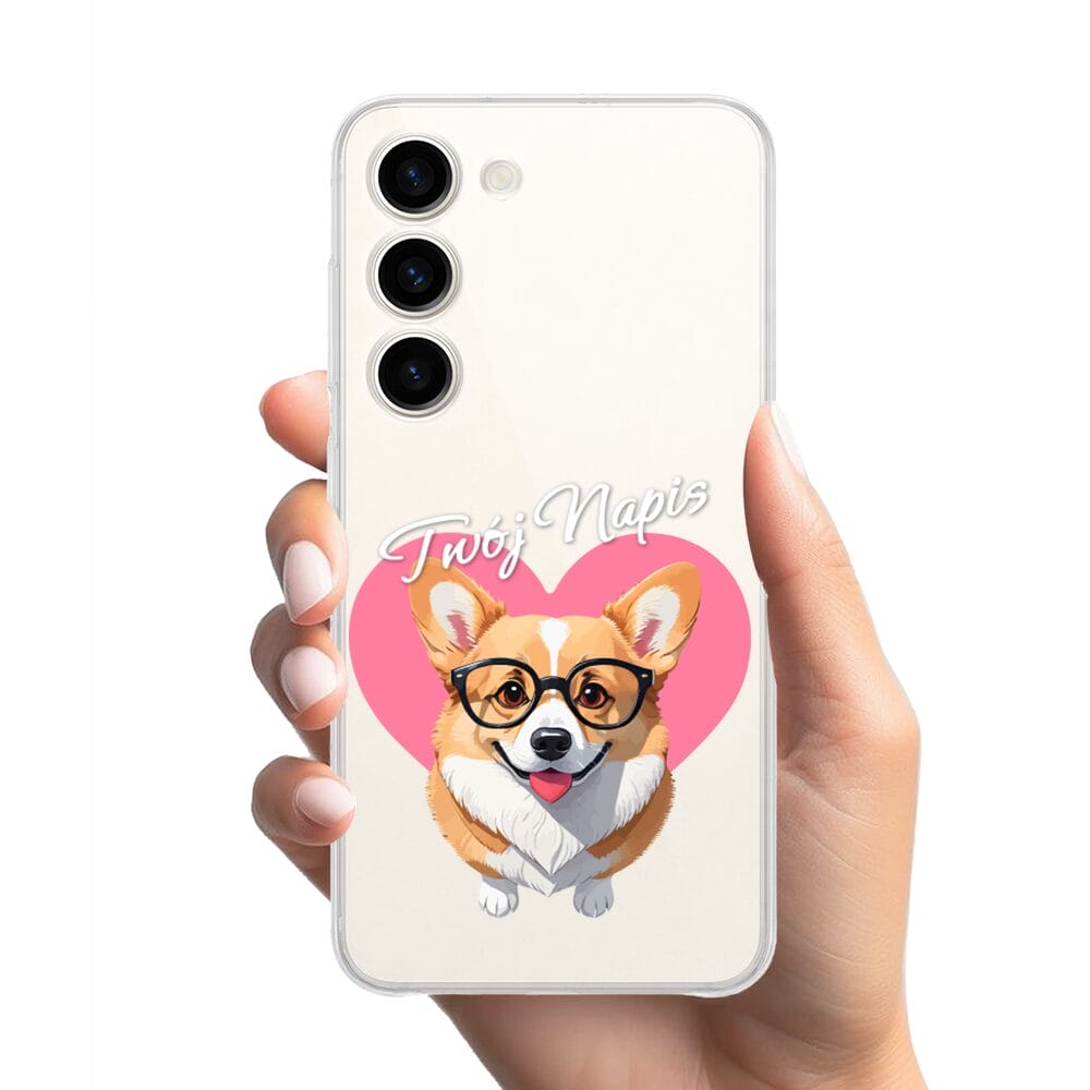 Etui do Samsung Galaxy S23 Plus przeźroczyste, silikonowe Flexi, Puppy Love, pies rasy Corgi - obrazek 2