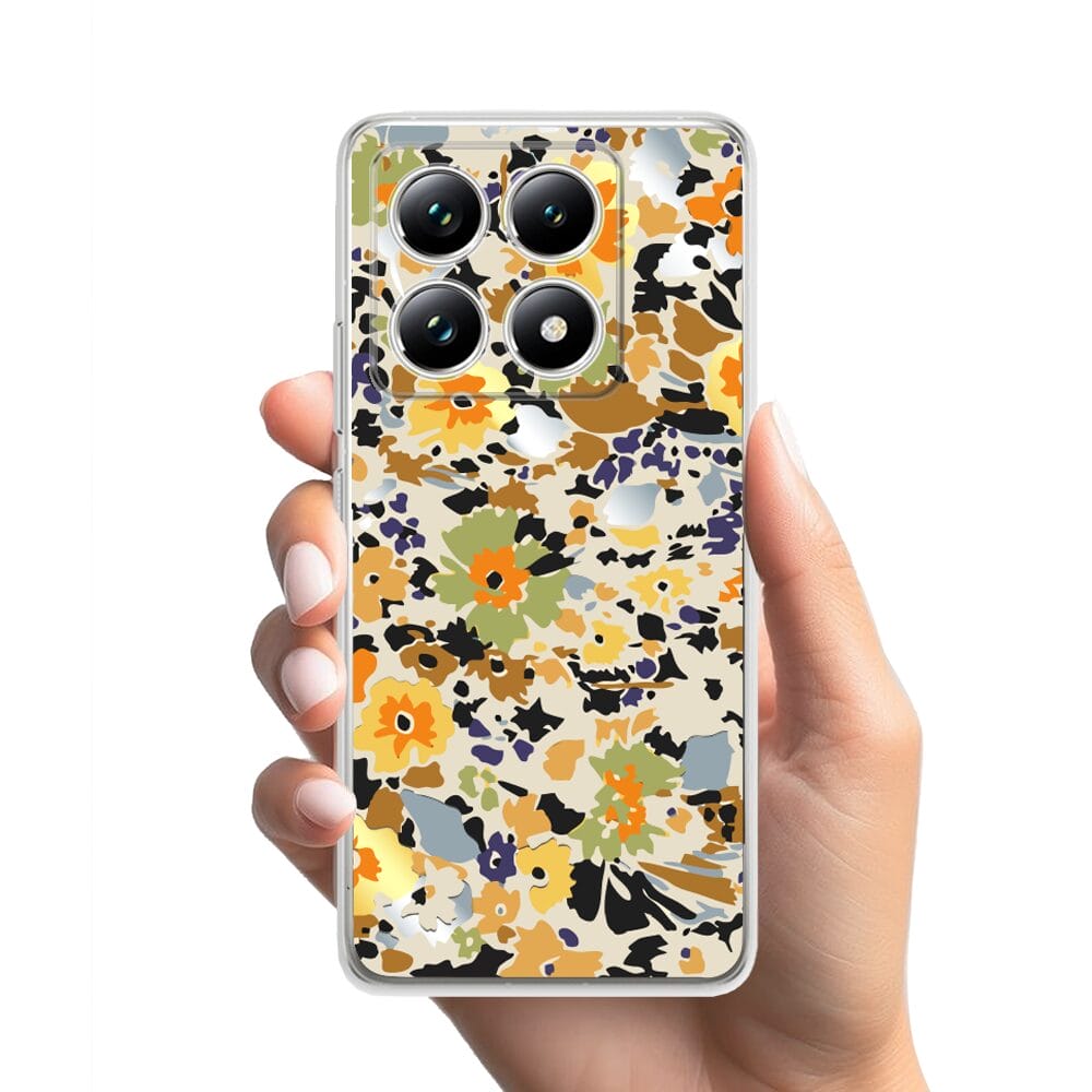 Etui do Xiaomi 14T przeźroczyste, silikonowe Flexi, malowane kwiatki - obrazek 2
