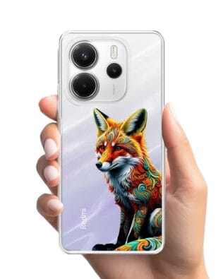 Etui do Xiaomi Redmi Note 14 5G przeźroczyste, silikonowe Flexi, Dzika Mandala, Lis