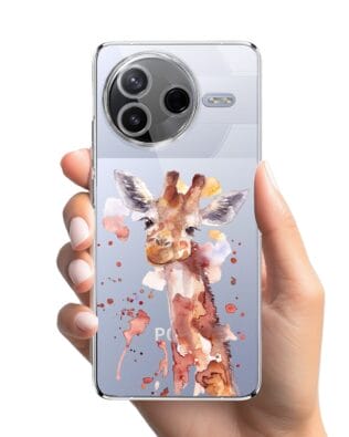 Etui do Xiaomi POCO F7 Pro przeźroczyste, silikonowe Flexi, Akwarelowe Zoo, Żyrafa