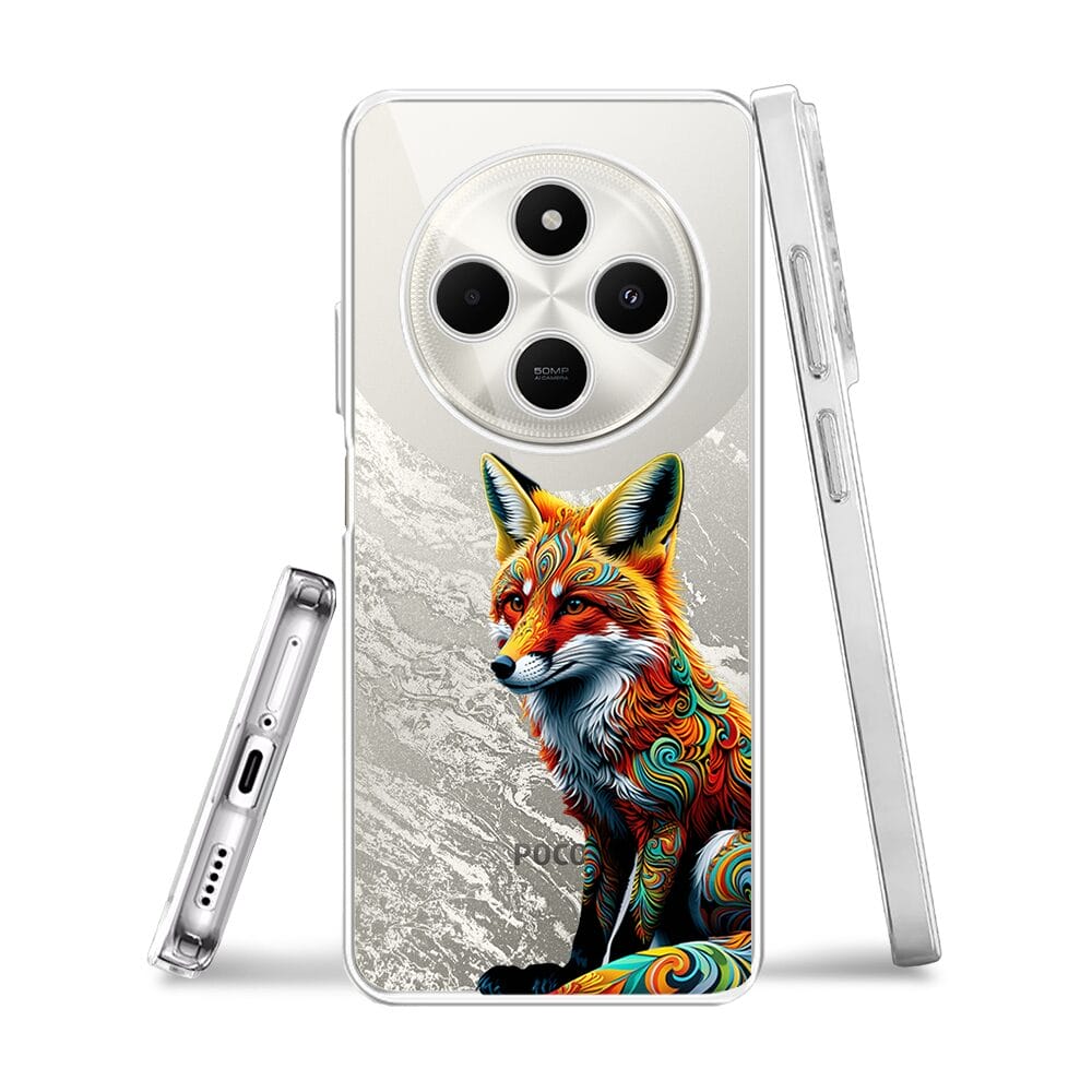 Etui do Xiaomi POCO C75 przeźroczyste, silikonowe Flexi, Dzika Mandala, Lis - obrazek 3