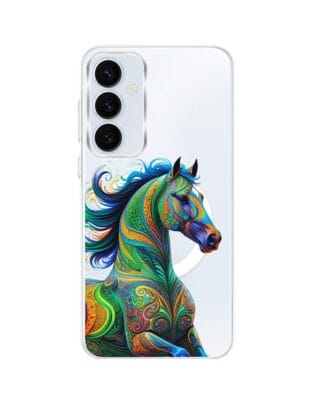 Etui do Samsung Galaxy A55 5G z MagSafe przeźroczyste, silikonowe Flexi, Dzika Mandala, Koń