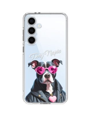 Etui do Samsung Galaxy S24 FE przeźroczyste, silikonowe Flexi, Puppy Love, pies rasy Amstaff