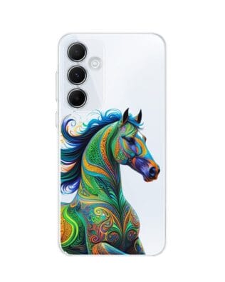 Etui do Samsung Galaxy A55 5G przeźroczyste, silikonowe Flexi, Dzika Mandala, Koń