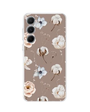 Etui do Samsung Galaxy A55 5G przeźroczyste, silikonowe Flexi, akwarelowe kwiatki