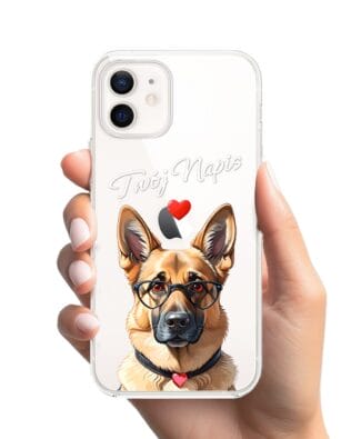 Etui do iPhone 12 przeźroczyste, silikonowe Flexi, Puppy Love, pies rasy Owczarek Niemiecki