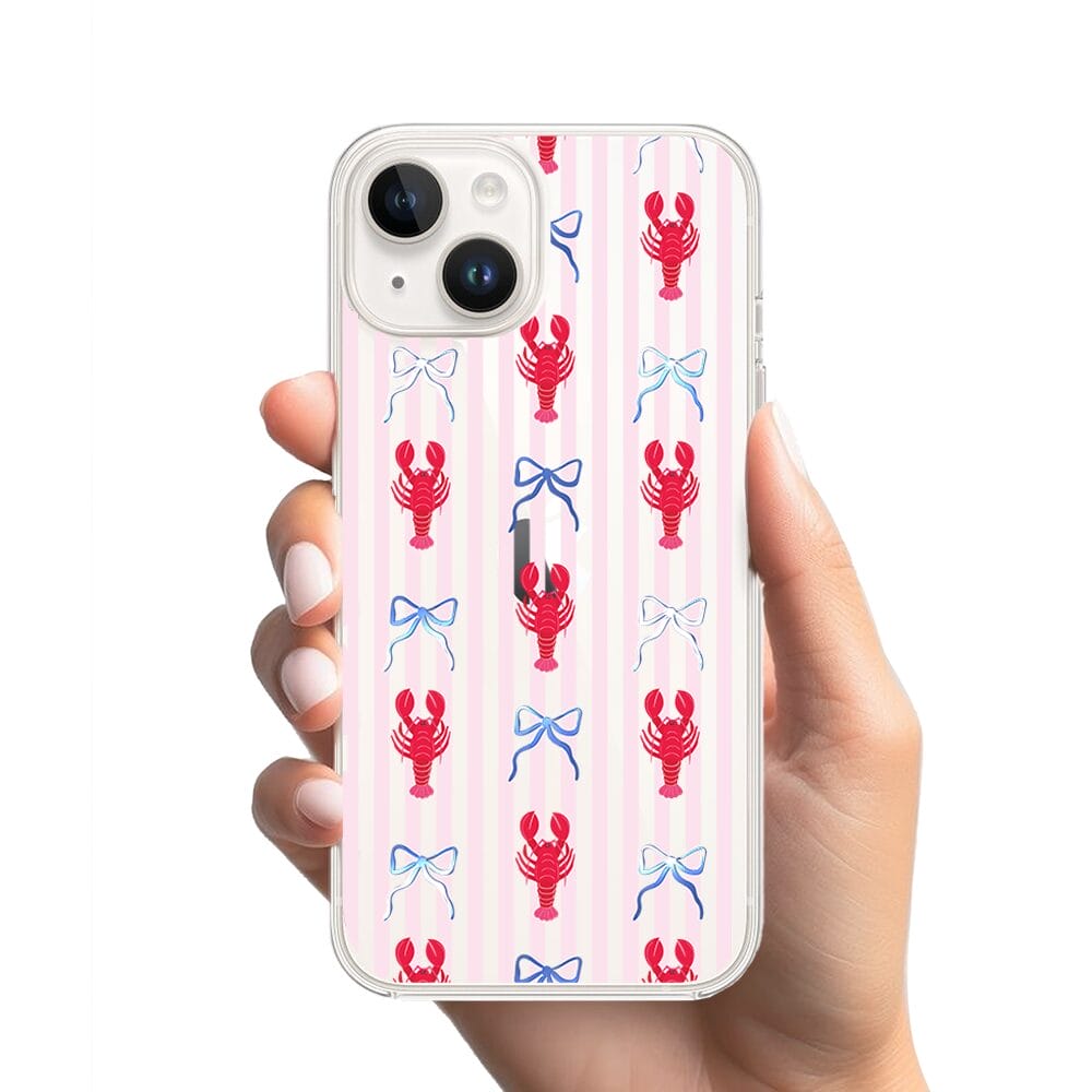 Etui do iPhone 13 Mini przeźroczyste, silikonowe Flexi, krab i kokardki - obrazek 2