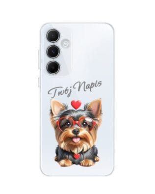 Etui do Samsung Galaxy M35 5G przeźroczyste, silikonowe Flexi, Puppy Love, pies rasy York