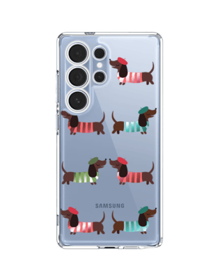 Etui do Samsung Galaxy S25 Ultra przeźroczyste, silikonowe Flexi, jamnik w Paryżu