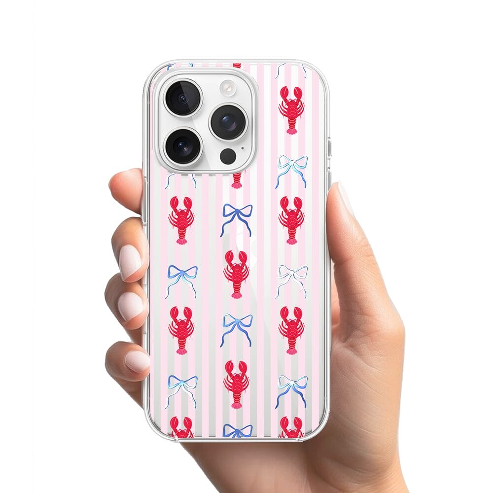 Etui do iPhone 14 Pro przeźroczyste, silikonowe Flexi, krab i kokardki - obrazek 2