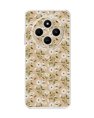 Etui do Xiaomi POCO C75 przeźroczyste, silikonowe Flexi, delikatne kwiatki na cielistym tle