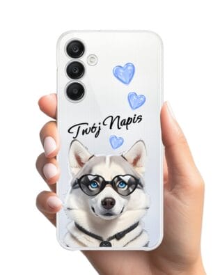 Etui do Samsung Galaxy A25 5G przeźroczyste, silikonowe Flexi, Puppy Love, pies rasy Husky