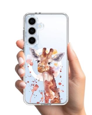 Etui do Samsung Galaxy S24 FE z MagSafe przeźroczyste, silikonowe Flexi, Akwarelowe Zoo, Żyrafa