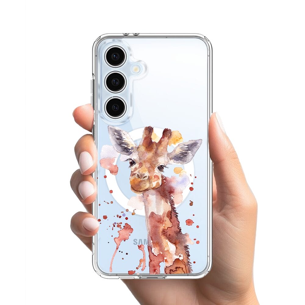 Etui do Samsung Galaxy S24 FE z MagSafe przeźroczyste, silikonowe Flexi, Akwarelowe Zoo, Żyrafa - obrazek 2