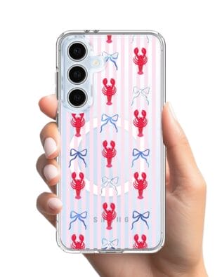 Etui do Samsung Galaxy S24 FE z MagSafe przeźroczyste, silikonowe Flexi, krab i kokardki