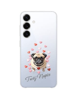 Etui do Samsung Galaxy S25 Plus przeźroczyste, silikonowe Flexi, Puppy Love, pies rasy Mops