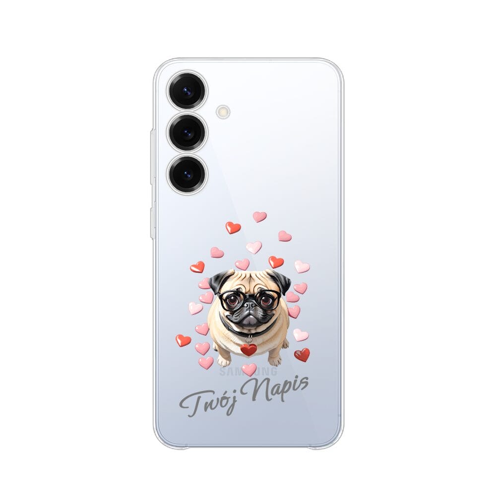 Etui do Samsung Galaxy S25 Plus przeźroczyste, silikonowe Flexi, Puppy Love, pies rasy Mops