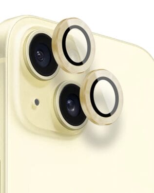 Metalowa osłona obiektywu aparatu ze szkła hartowanego 9H do iPhone 15, 1 zestaw, złota