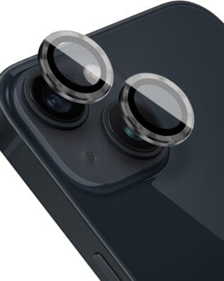 Metalowa osłona obiektywu aparatu ze szkła hartowanego 9H do iPhone 14, 1 zestaw, czarna