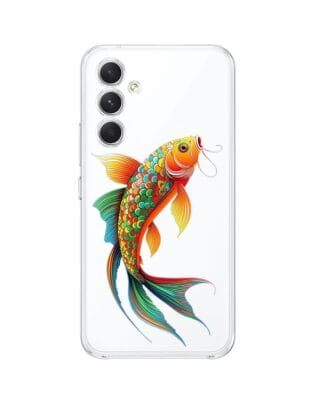 Etui do Samsung Galaxy A54 5G przeźroczyste, silikonowe Flexi, Dzika Mandala, Złota ryba