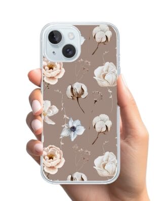Etui do iPhone 15 przeźroczyste, silikonowe Flexi, akwarelowe kwiatki