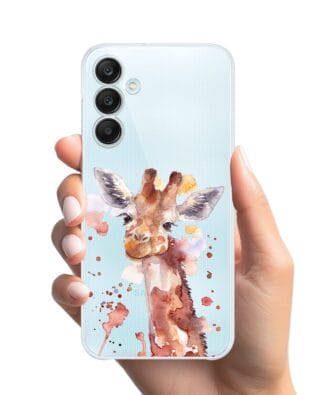 Etui do Samsung Galaxy M35 5G przeźroczyste, silikonowe Flexi, Akwarelowe Zoo, Żyrafa