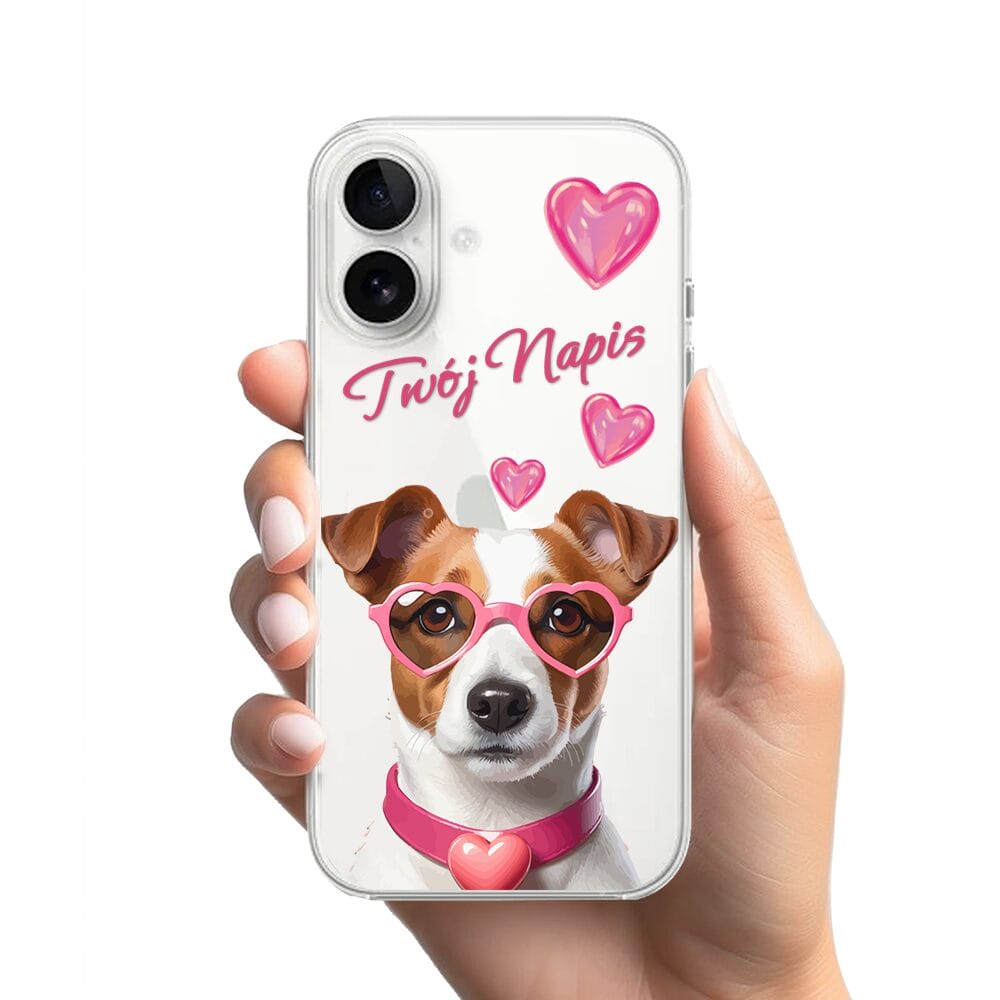 Etui do iPhone 16 przeźroczyste, silikonowe Flexi, Puppy Love, pies rasy Jack Russell Terrier - obrazek 2