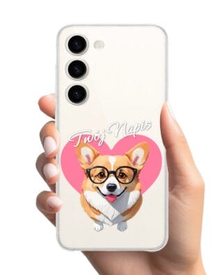 Etui do Samsung Galaxy S23 FE 5G przeźroczyste, silikonowe Flexi, Puppy Love, pies rasy Corgi