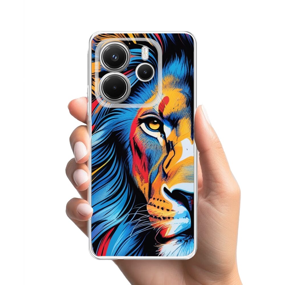 Etui do Xiaomi Redmi Note 14 5G przeźroczyste, silikonowe Flexi, Dzika Mandala, Lwie spojrzenie - obrazek 2